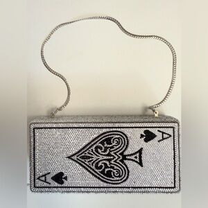 Silver and Black Ace of Spades Clutch